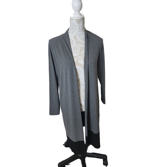 J. Jill Wearever Cardigan Duster Collection Gray/black Open Longline women's XS - Picture 1 of 9